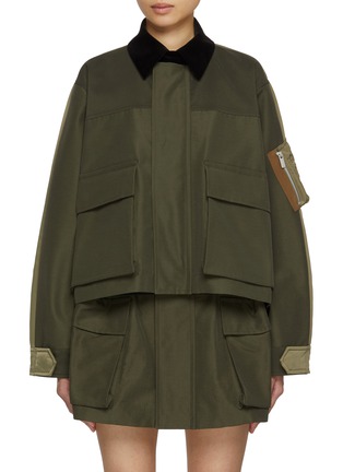 Main View - Click To Enlarge - SACAI - Contrast Collar Flap Pocket Jacket