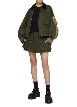 Figure View - Click To Enlarge - SACAI - Contrast Collar Flap Pocket Jacket