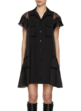 Main View - Click To Enlarge - SACAI - Satin Suiting Shirt Dress