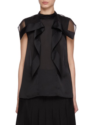 Main View - Click To Enlarge - SACAI - Satin Chiffon Mix Top