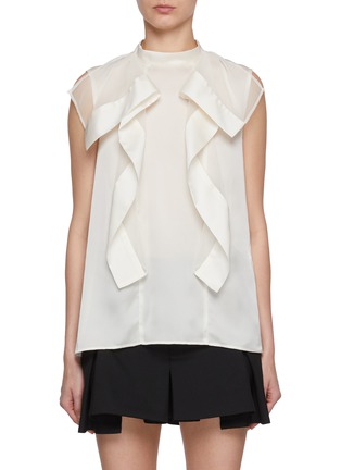 Main View - Click To Enlarge - SACAI - Satin Chiffon Mix Top