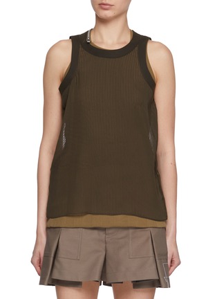 Main View - Click To Enlarge - SACAI - Chiffon Cotton Jersey Tank Top