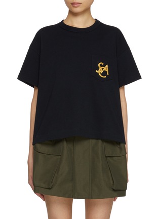 Main View - Click To Enlarge - SACAI - Embroidered Chest Pocket Cotton T-Shirt