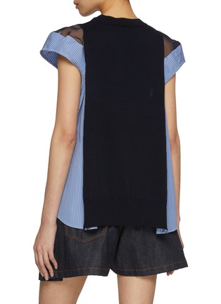 Back View - Click To Enlarge - SACAI - Poplin X Hybrid Sheer Shoulder Top