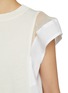  - SACAI - Poplin X Hybrid Sheer Shoulder Top