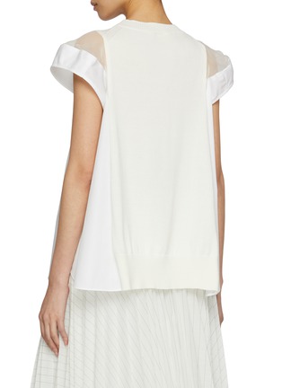 Back View - Click To Enlarge - SACAI - Poplin X Hybrid Sheer Shoulder Top