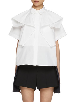 Main View - Click To Enlarge - SACAI - Draped Chest Poplin Shirt