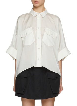 Main View - Click To Enlarge - SACAI - Sheer Back 3/4 Sleeve Shirt