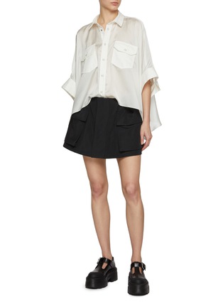 Figure View - Click To Enlarge - SACAI - Sheer Back 3/4 Sleeve Shirt