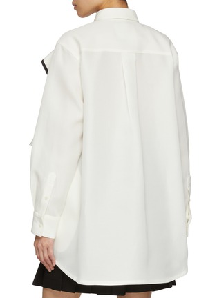 Back View - Click To Enlarge - SACAI - Draped Chest Silk Cotton Shirt