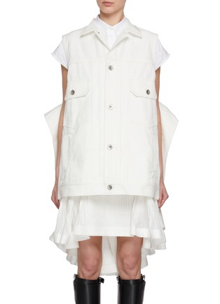 Main View - Click To Enlarge - SACAI - Back Drape Light Wash Denim Dress