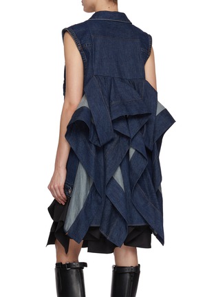 Back View - Click To Enlarge - SACAI - Back Drape Dark Wash Denim Dress