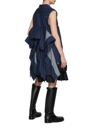 Figure View - Click To Enlarge - SACAI - Back Drape Dark Wash Denim Dress