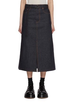 Main View - Click To Enlarge - SACAI - Sheek Back Dark Wash Skirt