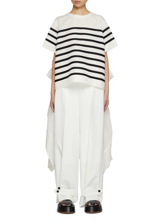 Main View - Click To Enlarge - SACAI - Back Drape Striped Silk Cotton T-shirt