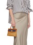 Front View - Click To Enlarge - RODO - Small Paris Wicker Denim Leather Bag