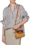 Figure View - Click To Enlarge - RODO - Small Paris Wicker Denim Leather Bag