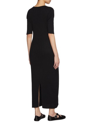 Back View - Click To Enlarge - DETERM - Buttoned Front Cotton Cashmere Knit Dress