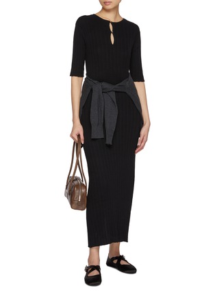 Figure View - Click To Enlarge - DETERM - Buttoned Front Cotton Cashmere Knit Dress