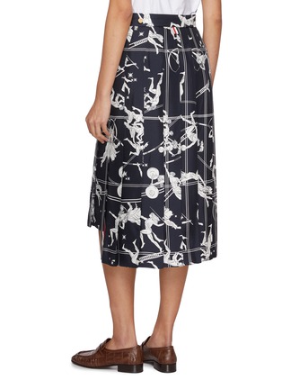Back View - Click To Enlarge - THOM BROWNE - Olympic Constellation Printed Silk Pleated Skirt