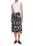 Figure View - Click To Enlarge - THOM BROWNE - Olympic Constellation Printed Silk Pleated Skirt