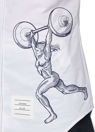  - THOM BROWNE - Athletes Embroidered Sleeveless Cotton Shirt