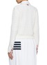 Back View - Click To Enlarge - THOM BROWNE - Cotton Silk Cable Knit V-Neck Cardigan