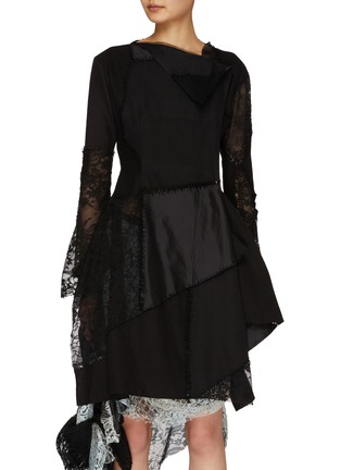 Main View - Click To Enlarge - YOHJI YAMAMOTO - Patchwork Silk Blend Long Blouse