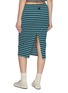 Back View - Click To Enlarge - PRADA - Striped Cotton Jersey Pencil Skirt