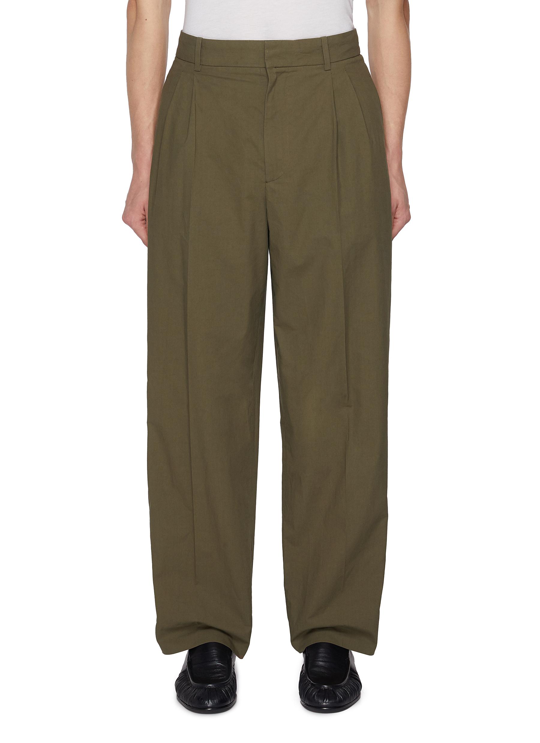THE ROW | Silas Wide Leg Pleated Cotton Pants | Men | Lane