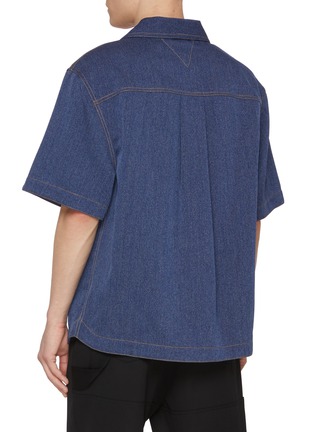 Back View - Click To Enlarge - BOTTEGA VENETA - Oversized Contrast Stitch Wool Cotton Drill Shirt