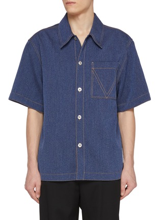 Main View - Click To Enlarge - BOTTEGA VENETA - Oversized Contrast Stitch Wool Cotton Drill Shirt