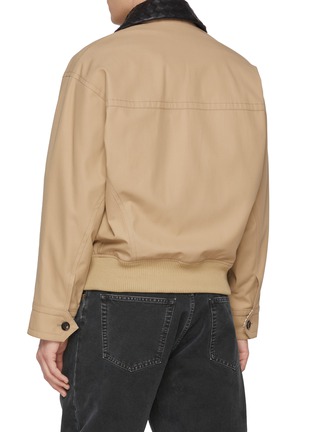 Back View - Click To Enlarge - BOTTEGA VENETA - Intrecciato Leather Collar Cotton Twill Blouson
