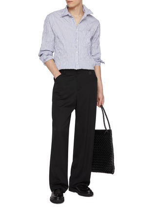 Figure View - Click To Enlarge - BOTTEGA VENETA - Crushed Stripe Cotton Shirt
