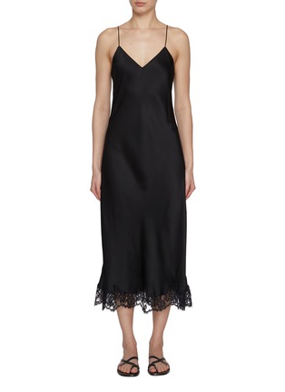 Main View - Click To Enlarge - THE ROW - Kolara V-Neck Lace Hem Silk Dress