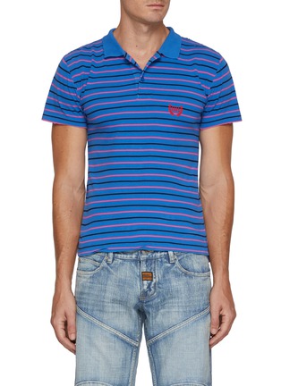 Main View - Click To Enlarge - BALENCIAGA - Striped Fitted Cotton Polo Shirt