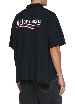 Back View - Click To Enlarge - BALENCIAGA - Logo Cotton Polo Shirt