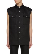 Tシャツ・カットソー RICK OWENS SLEEVELESS BLACK LINEN SHIRT Tシャツ・カットソー RICK OWENS SLEEVELESS BLACK LINEN SHIRT