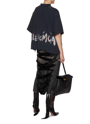 Figure View - Click To Enlarge - BALENCIAGA - Nail Polish Graphic Cropped Cotton Jersey T-Shirt