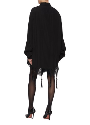 Back View - Click To Enlarge - BALENCIAGA - Lingerie Hem Button Up Shirt Dress