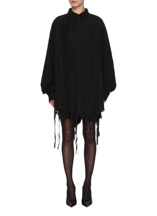 Main View - Click To Enlarge - BALENCIAGA - Lingerie Hem Button Up Shirt Dress