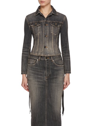 Main View - Click To Enlarge - BALENCIAGA - Lace Up Back Denim Jacket