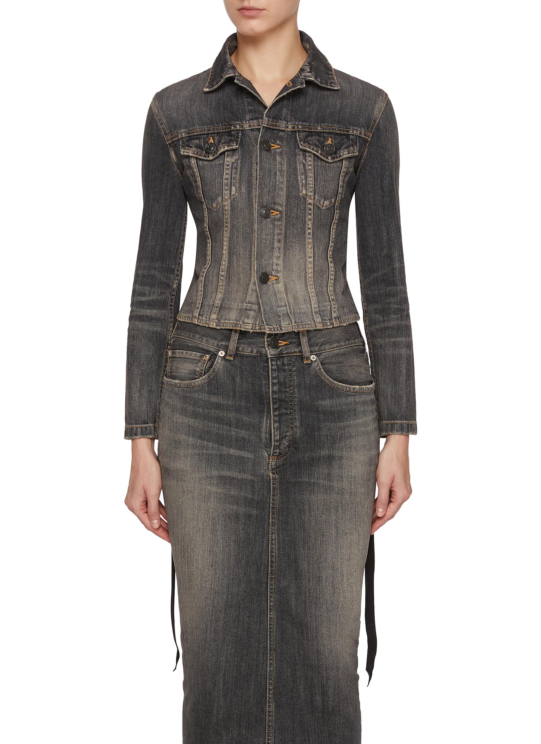 BALENCIAGA | Lace Up Back Denim Jacket | Women | Lane Crawford