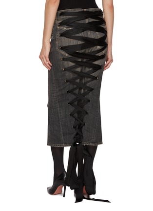 Back View - Click To Enlarge - BALENCIAGA - Lace Up Back Denim Pencil Skirt