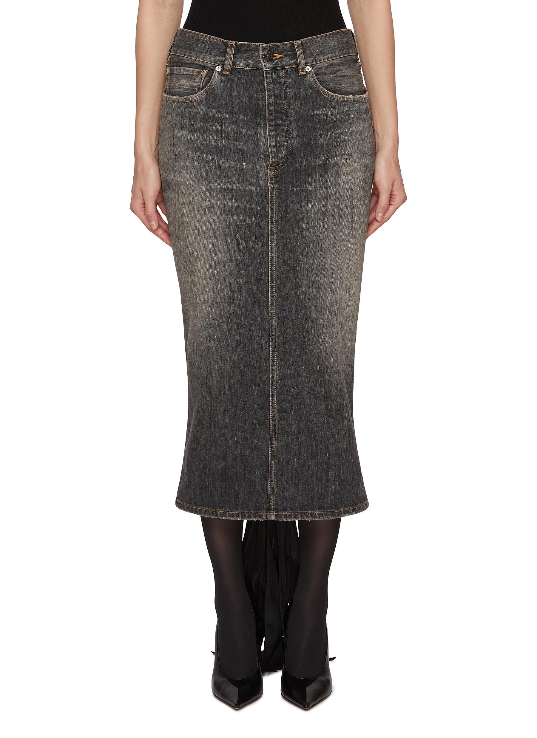 BALENCIAGA | Lace Up Back Denim Pencil Skirt | Women | Lane