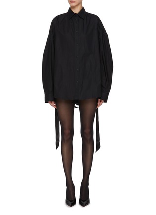 Main View - Click To Enlarge - BALENCIAGA - Lace Up Back Cotton Poplin Shirt Dress