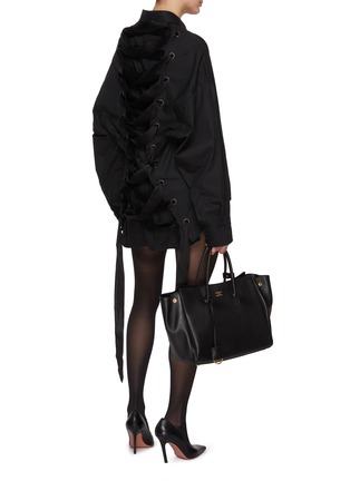 Figure View - Click To Enlarge - BALENCIAGA - Lace Up Back Cotton Poplin Shirt Dress