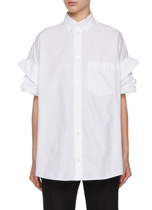 Main View - Click To Enlarge - BALENCIAGA - Tucked Sleeve Cotton Poplin Shirt