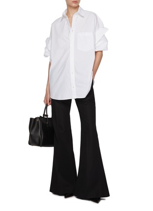 Figure View - Click To Enlarge - BALENCIAGA - Tucked Sleeve Cotton Poplin Shirt