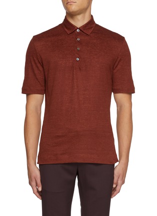 Main View - Click To Enlarge - ZEGNA - Linen Polo Shirt